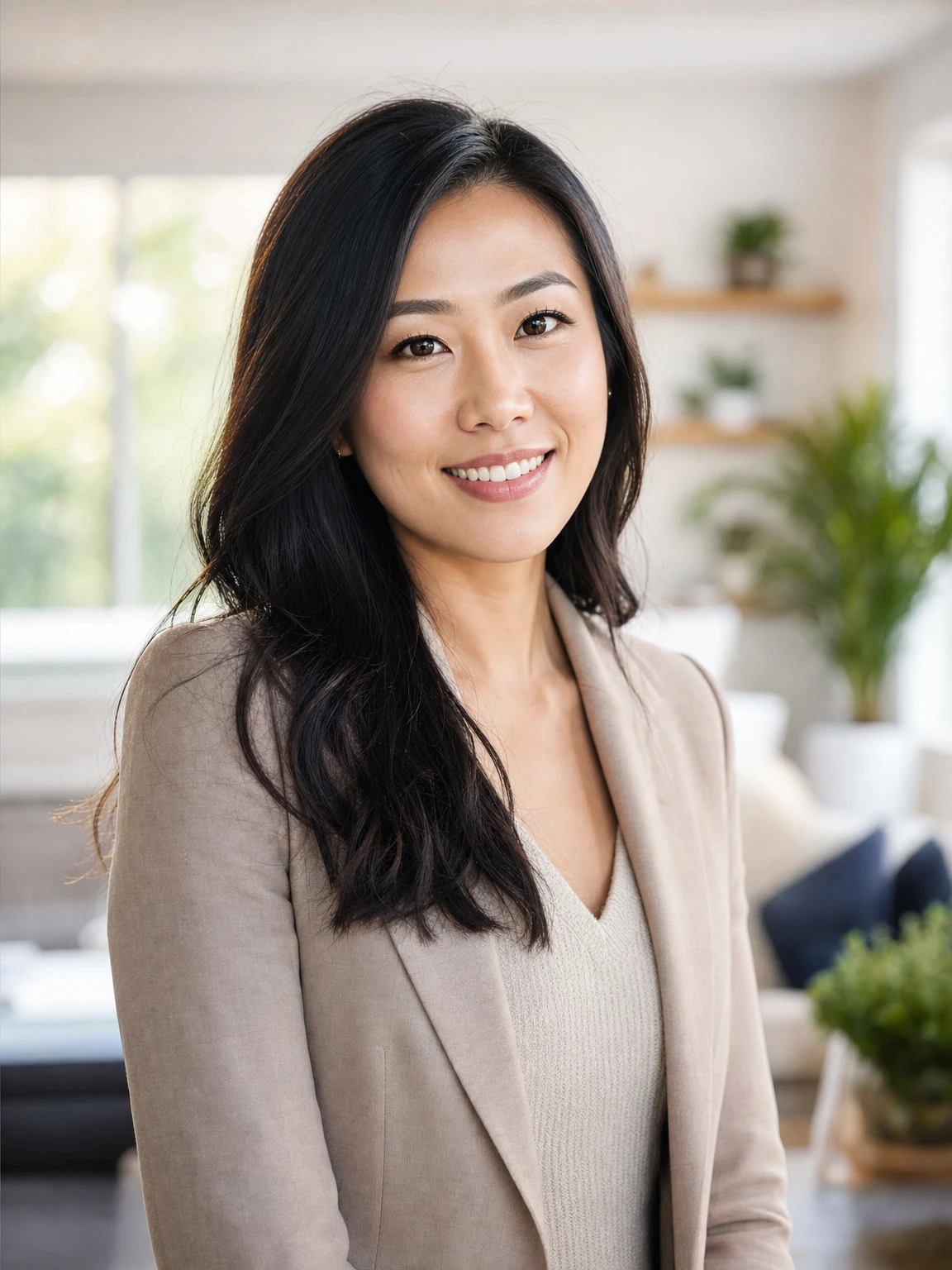 lifestyle headshots of an Asian female real estate professional